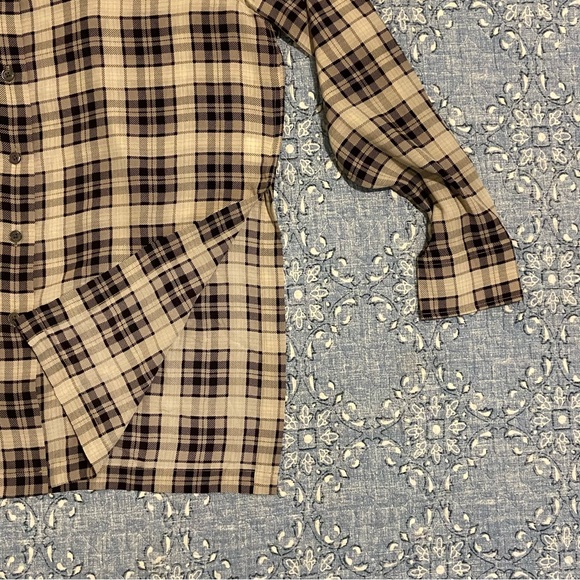 Marc Jacobs Beige and Brown Redux Grunge Silk Plaid Shirt - Picture 3 of 5